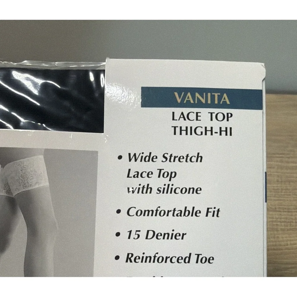 Levante Vanita Thigh High Stockings Nero Black 3 Tall 15 Denier Lace Top New